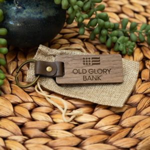 Walnut Keychain with Leather Loop